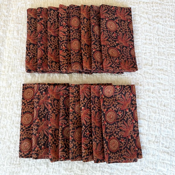 Crate & Barrel Rajasthali Cotton Dinner Napkins Set of 18 21x21 Table Linens - Picture 2 of 6